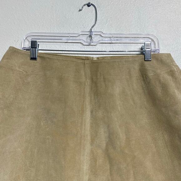 Eye Candy Cream Suede Leather Vintage Mini Skirt Sz 11 - Picture 2 of 9